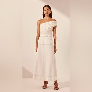 Shona Joy White Midi Skirt